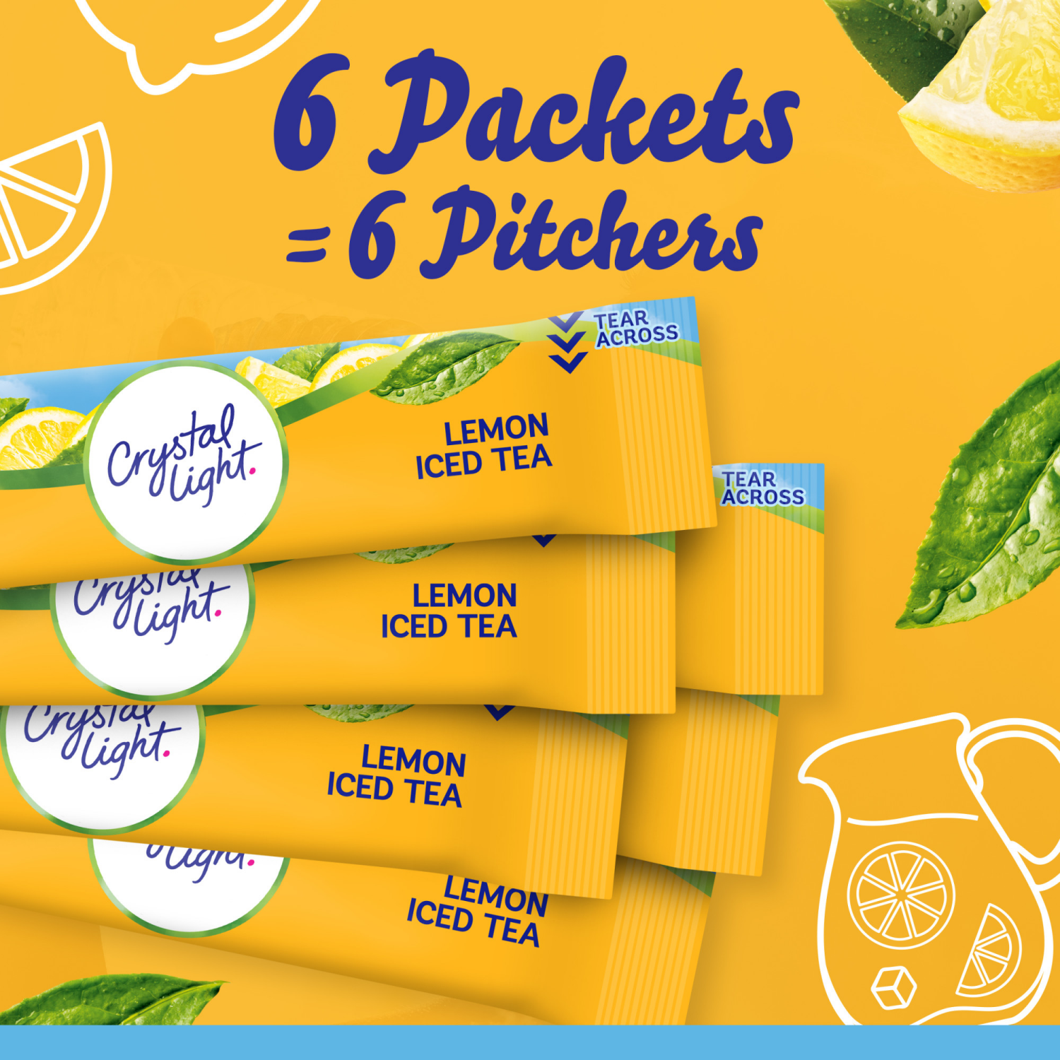 slide 5 of 5, Crystal Light Pitcher Packets Lemon Iced Tea Drink Mix 6 Packets, 6 ct