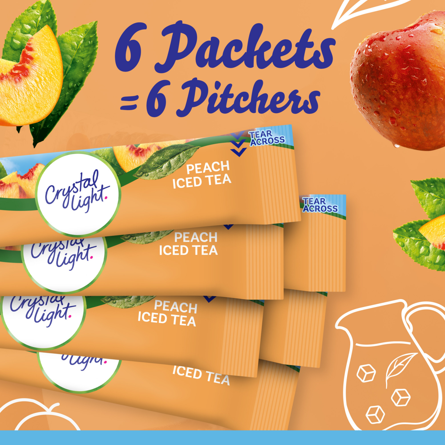 slide 8 of 8, Crystal Light Peach Iced Tea Drink Mix 6 ea, 6 ct