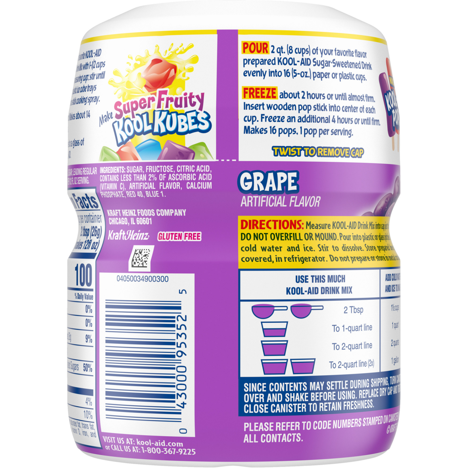 slide 5 of 5, Kool-Aid Sugar-Sweetened Grape Powdered Soft Drink Mix, 19 oz Canister, 19 oz