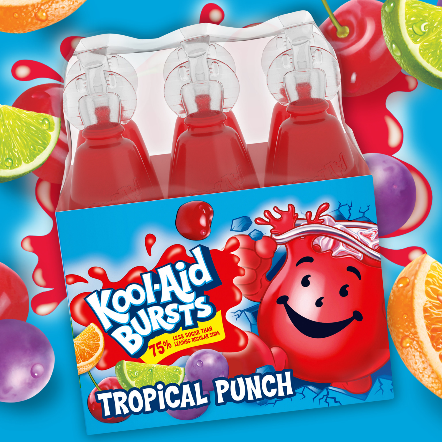 slide 2 of 5, Kool-Aid Bursts Tropical Punch Ready-To-Drink Soft Drink, 6 ct - 6.75 fl oz Bottles, 40.5 fl oz