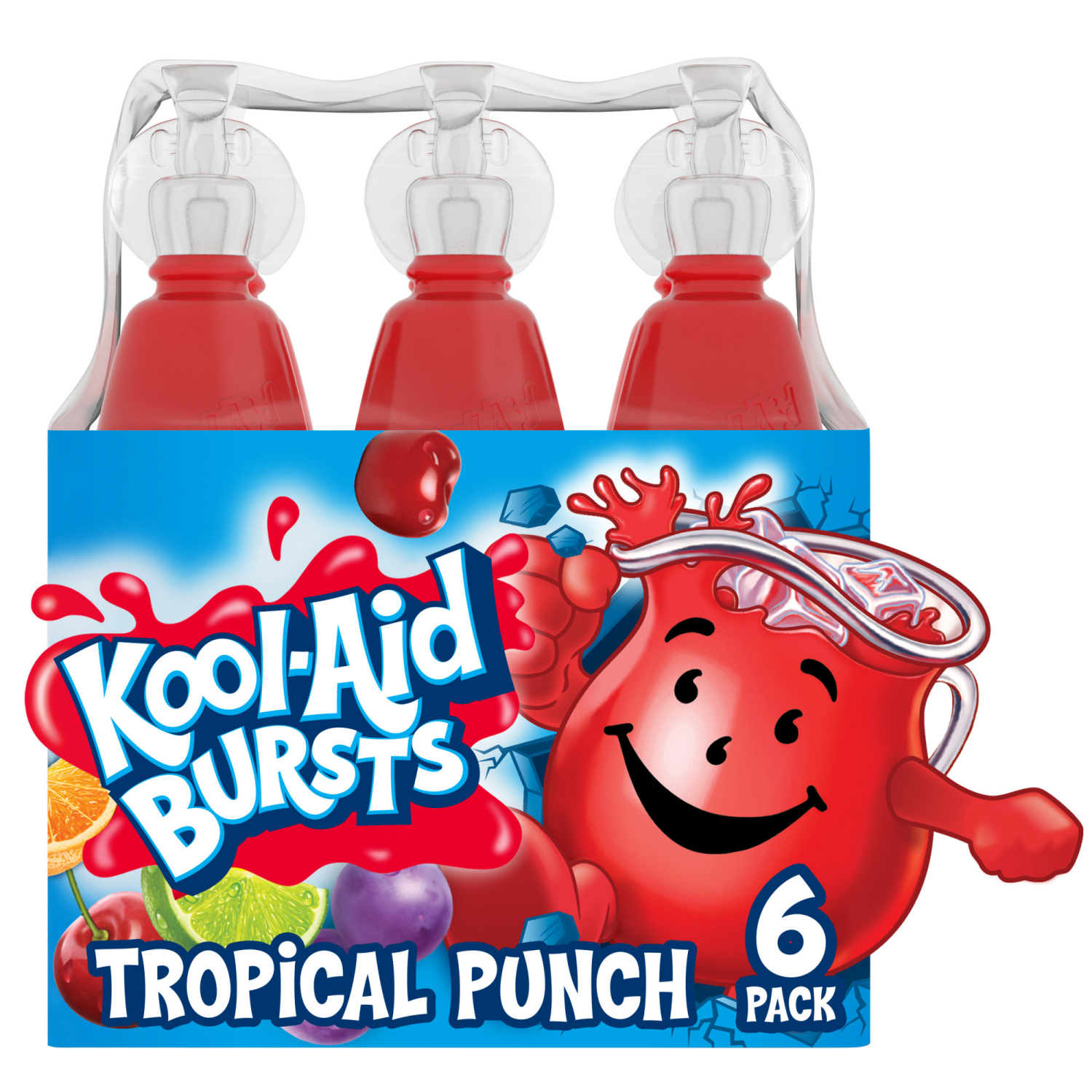 slide 1 of 5, Kool-Aid Bursts Tropical Punch Ready-To-Drink Soft Drink, 6 ct - 6.75 fl oz Bottles, 40.5 fl oz