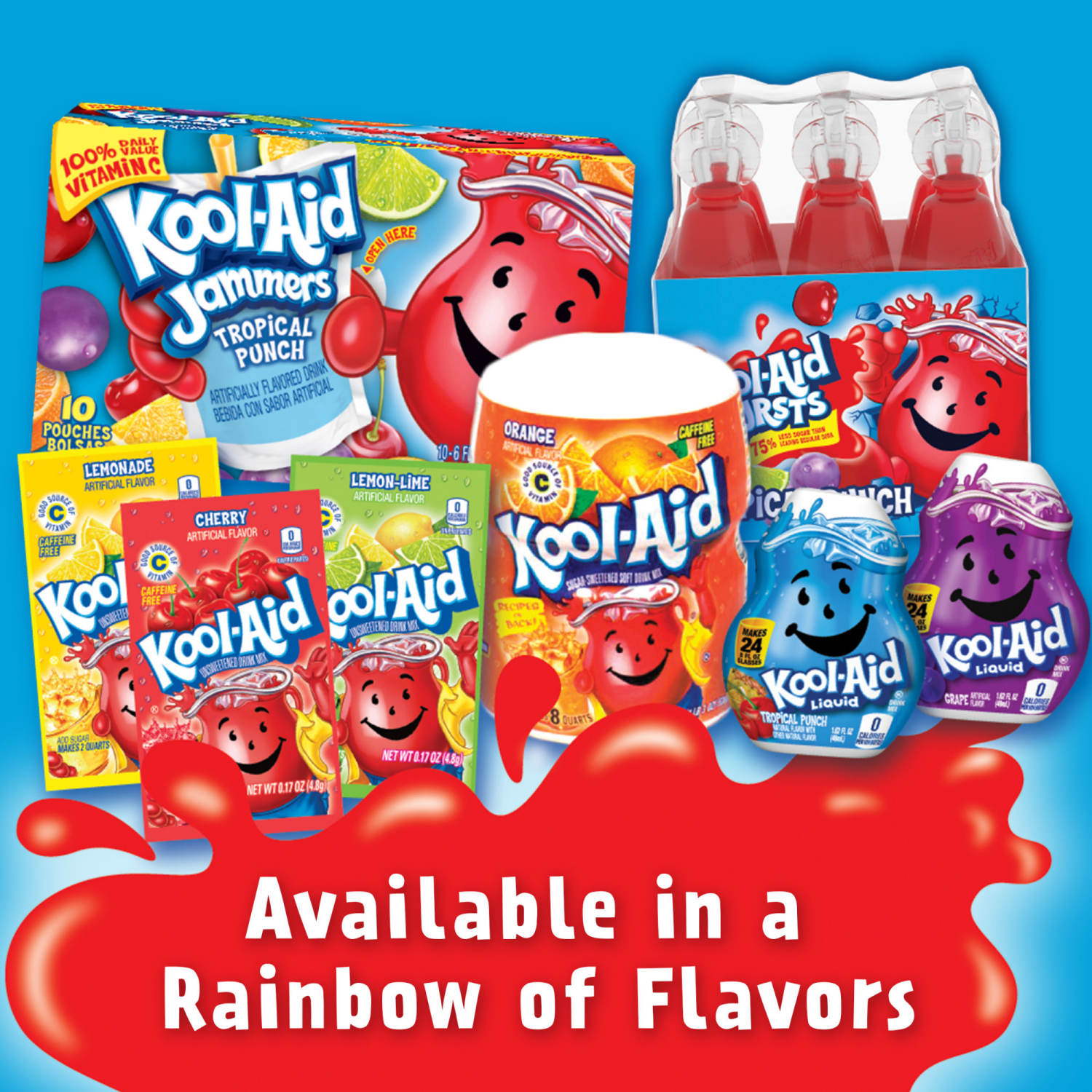slide 5 of 5, Kool-Aid Bursts Tropical Punch Ready-To-Drink Soft Drink, 6 ct - 6.75 fl oz Bottles, 40.5 fl oz
