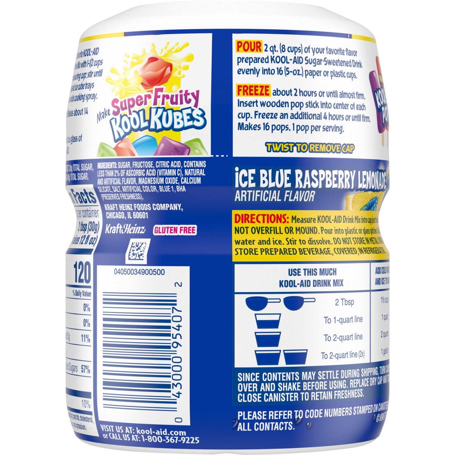 slide 2 of 8, Kool-Aid Ice Blue Raspberry Lemonade Drink Mix 20 oz, 20 oz