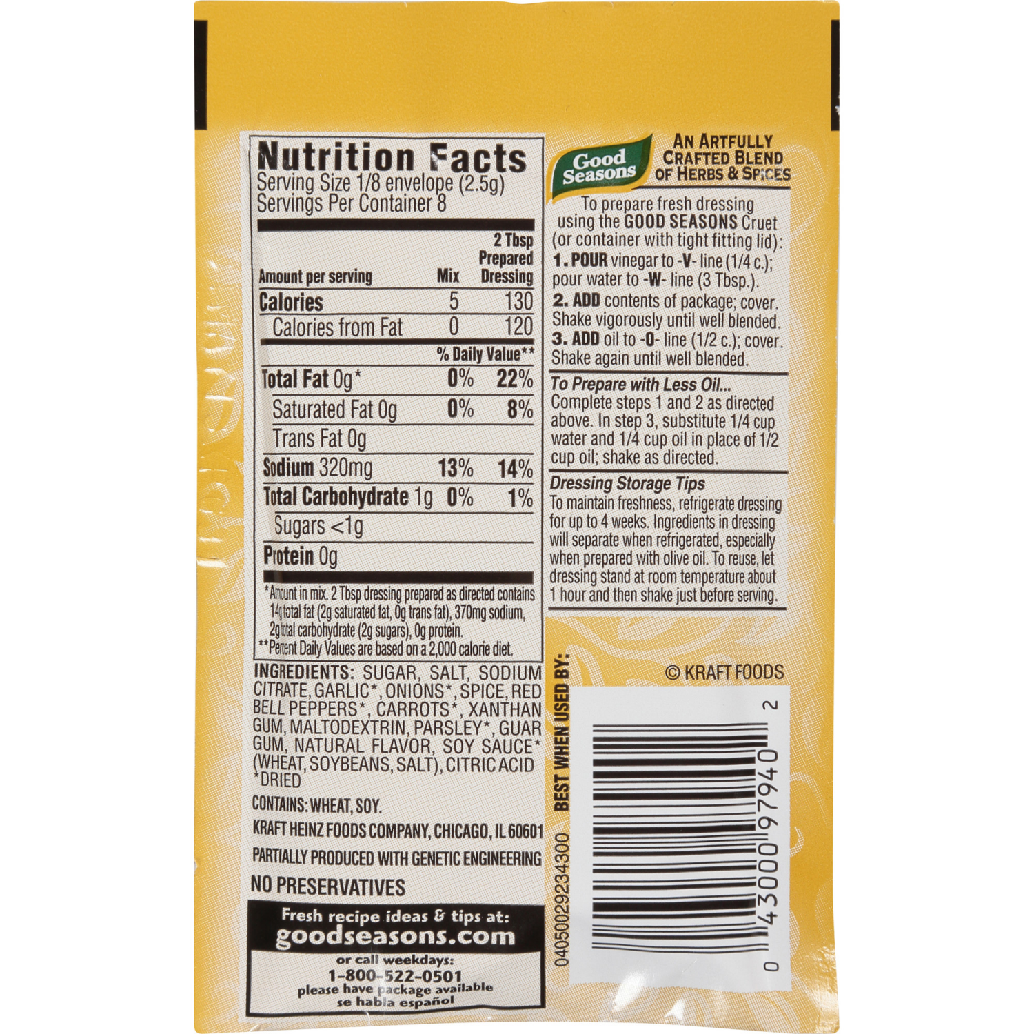 slide 6 of 8, Good Seasons Italian Dressing & Recipe Seasoning Mix, 0.7 oz Packet, 0.7 oz