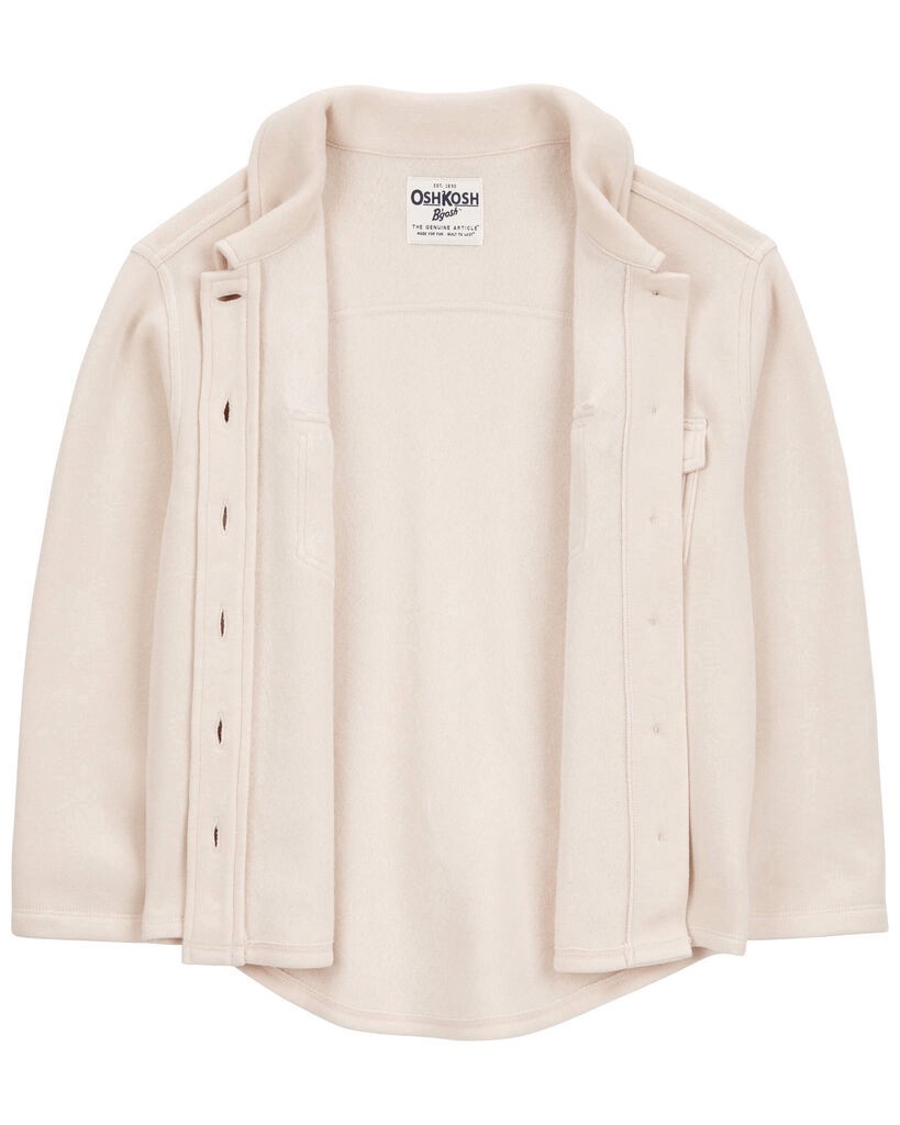 slide 2 of 3, Oshkosh Kid Button-Front Fleece Shacket Tan 7, 1 ct