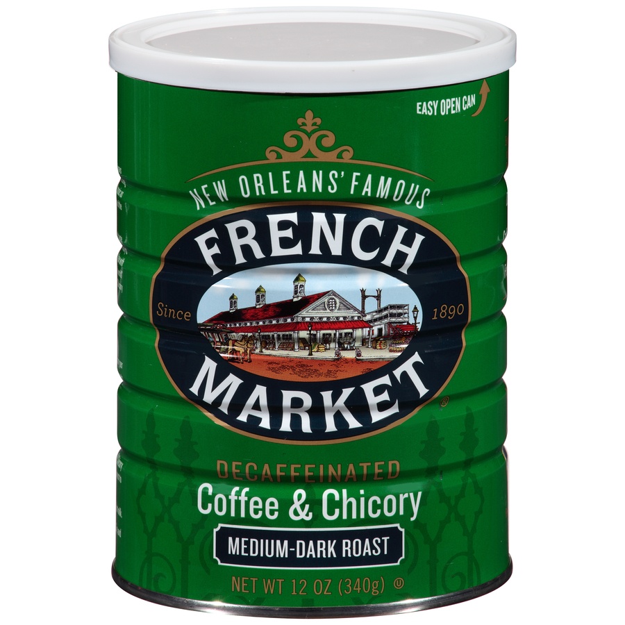 slide 1 of 6, French Market Coffee Decaffinated Coffee & Chicory, 12 oz
