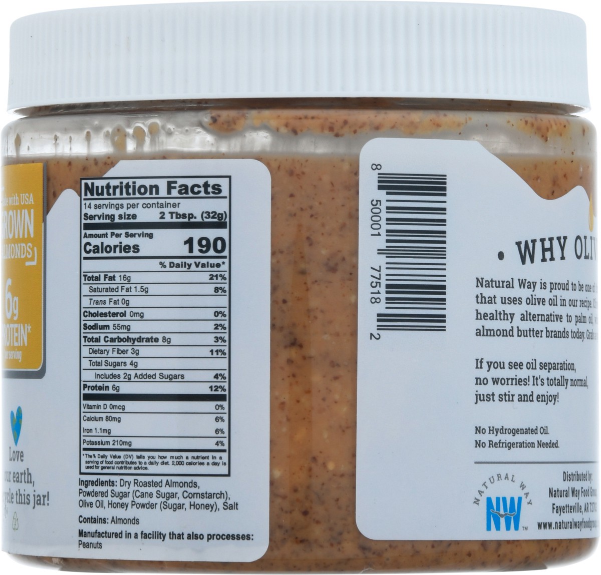 slide 12 of 13, Natural Way Honey Almond Butter 16 oz Jar, 16 oz