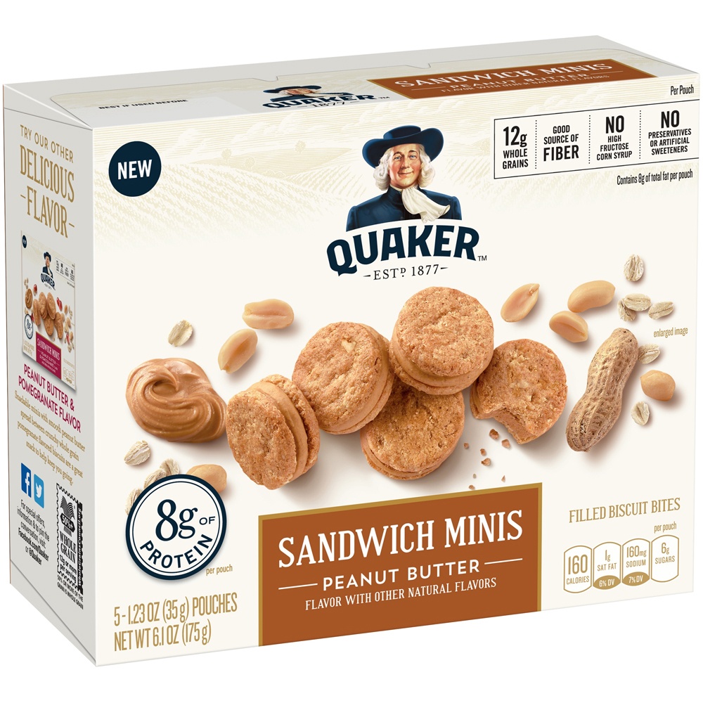 slide 2 of 5, Quaker Peanut Butter Sandwich Minis, 5 ct; 1.23 oz