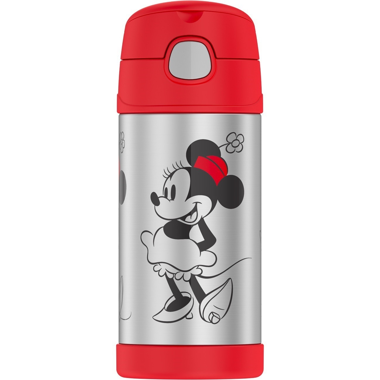 slide 1 of 1, Thermos Minnie Mouse Funtainer Water Bottle Red, 12 oz