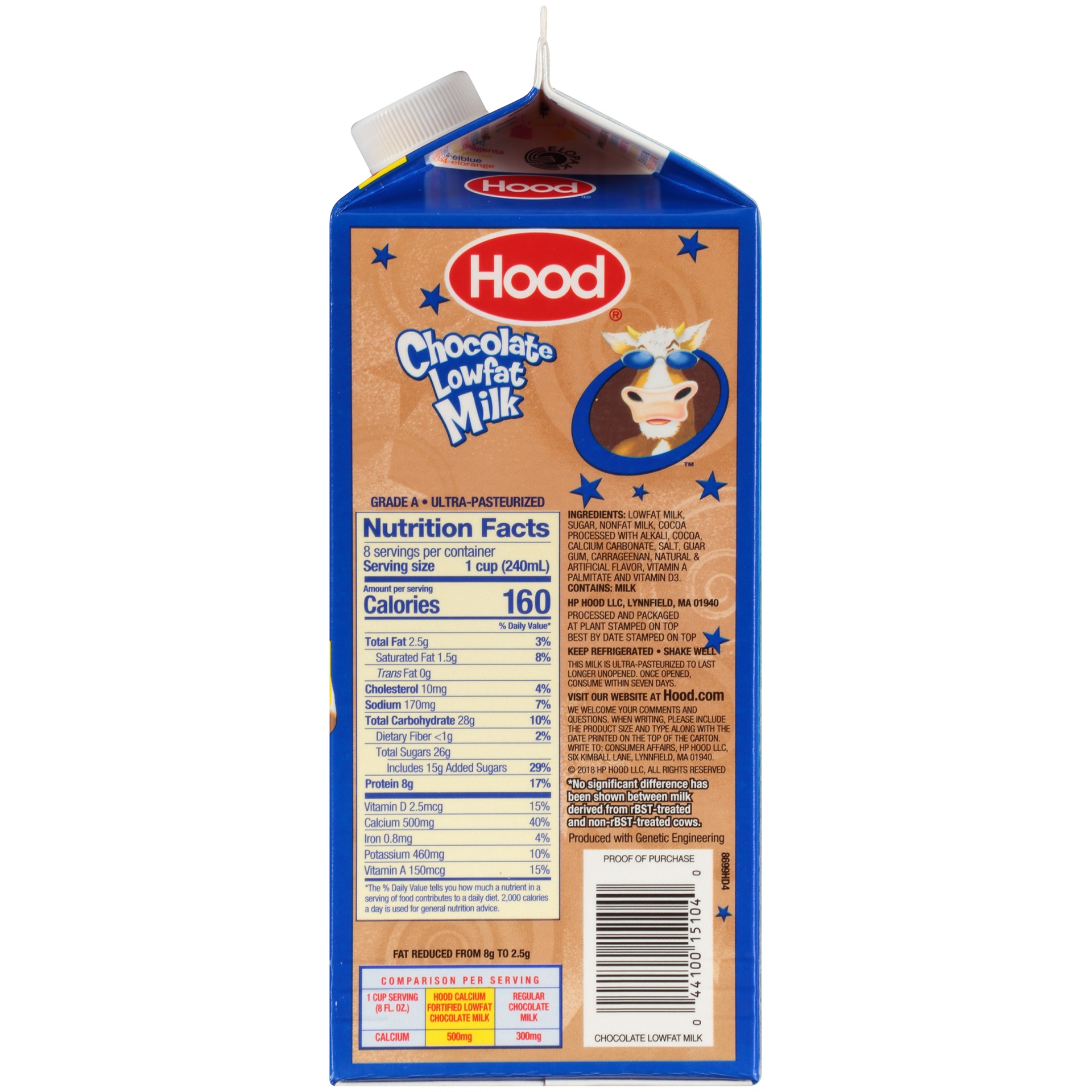 slide 5 of 8, Hood Chocolate Milk, 0.5 gal