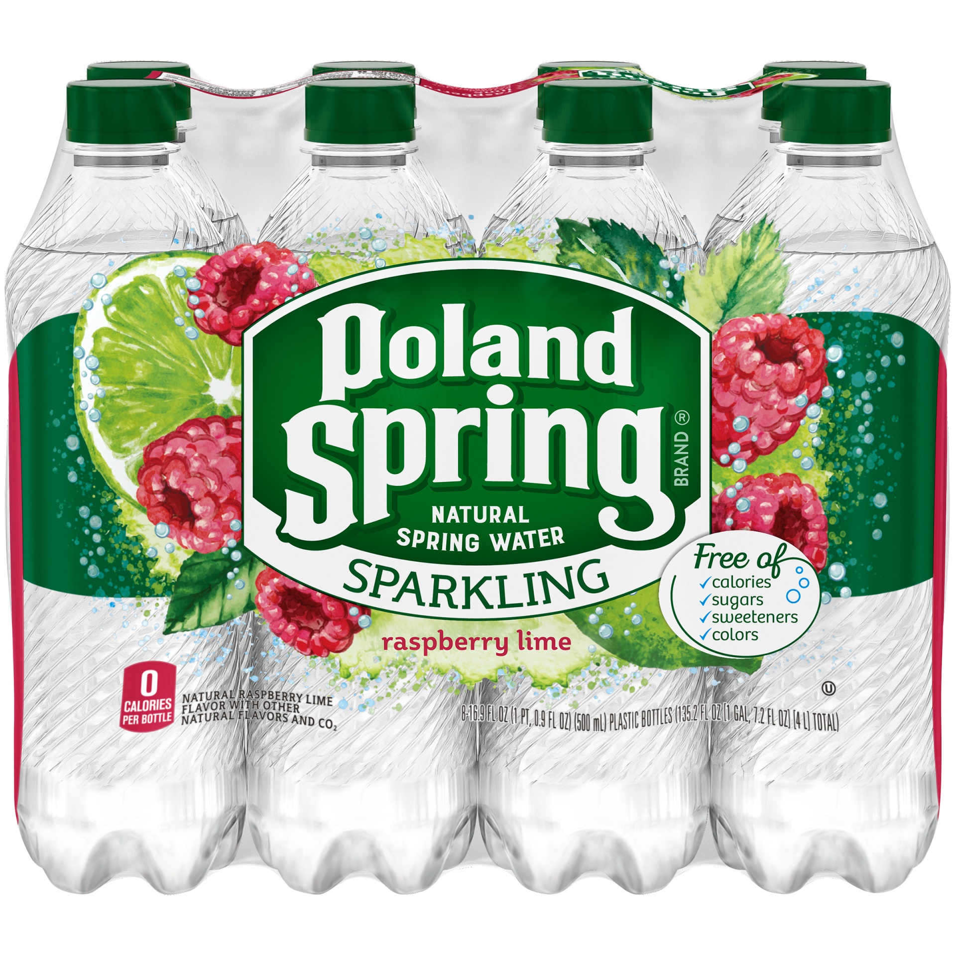 slide 4 of 6, Poland Raspberry Lime Mineral Water, 8 ct; 16.9 fl oz