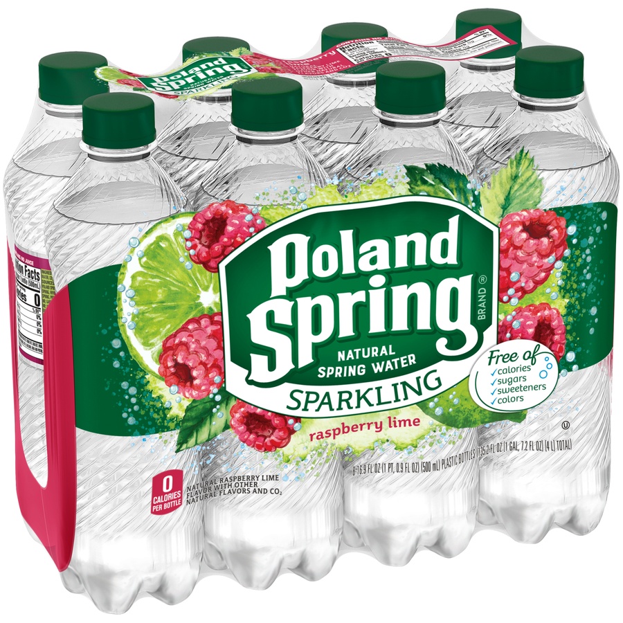 slide 1 of 6, Poland Raspberry Lime Mineral Water, 8 ct; 16.9 fl oz