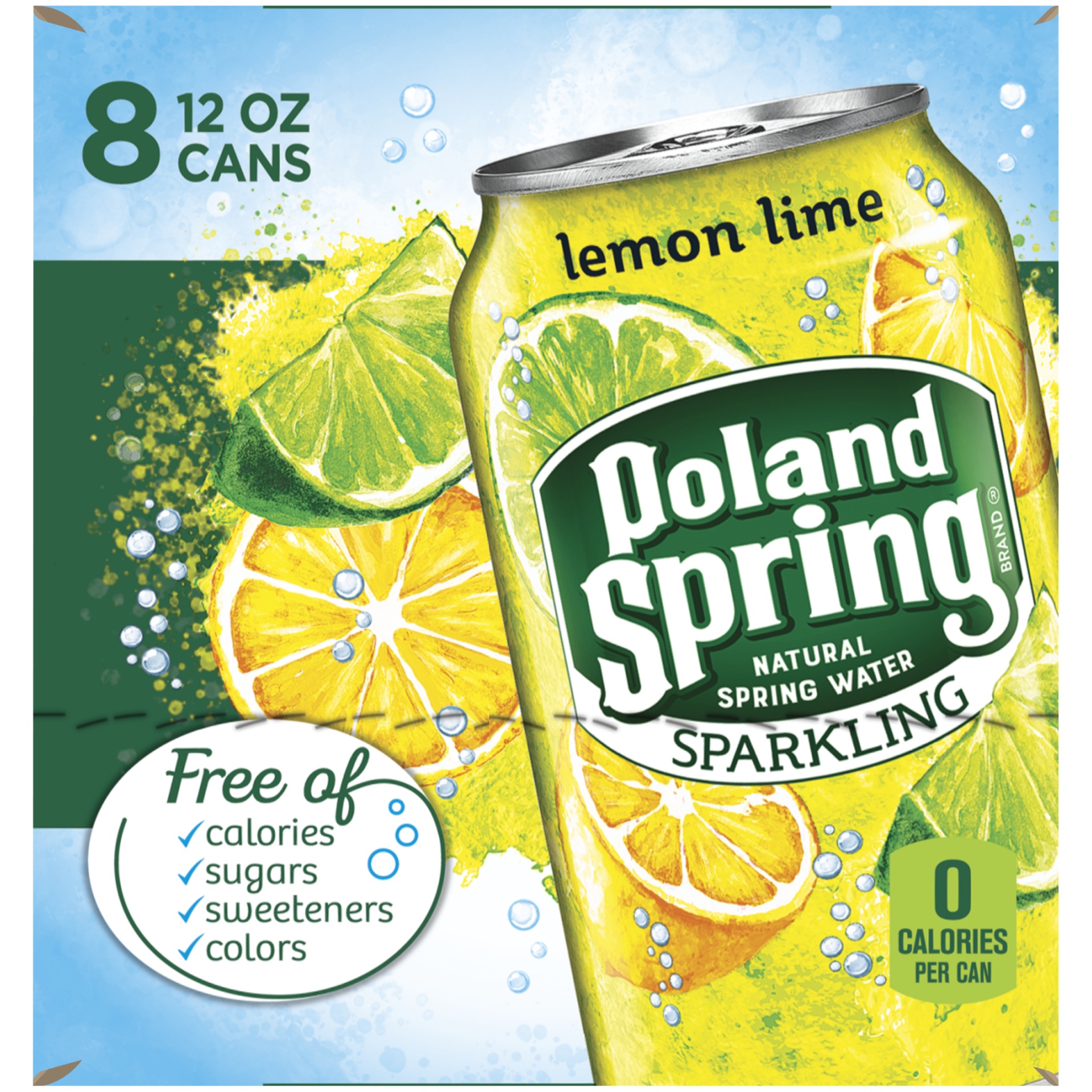 slide 2 of 6, Poland Spring Lemon Lime Sparkling Water, 8 ct; 12 fl oz