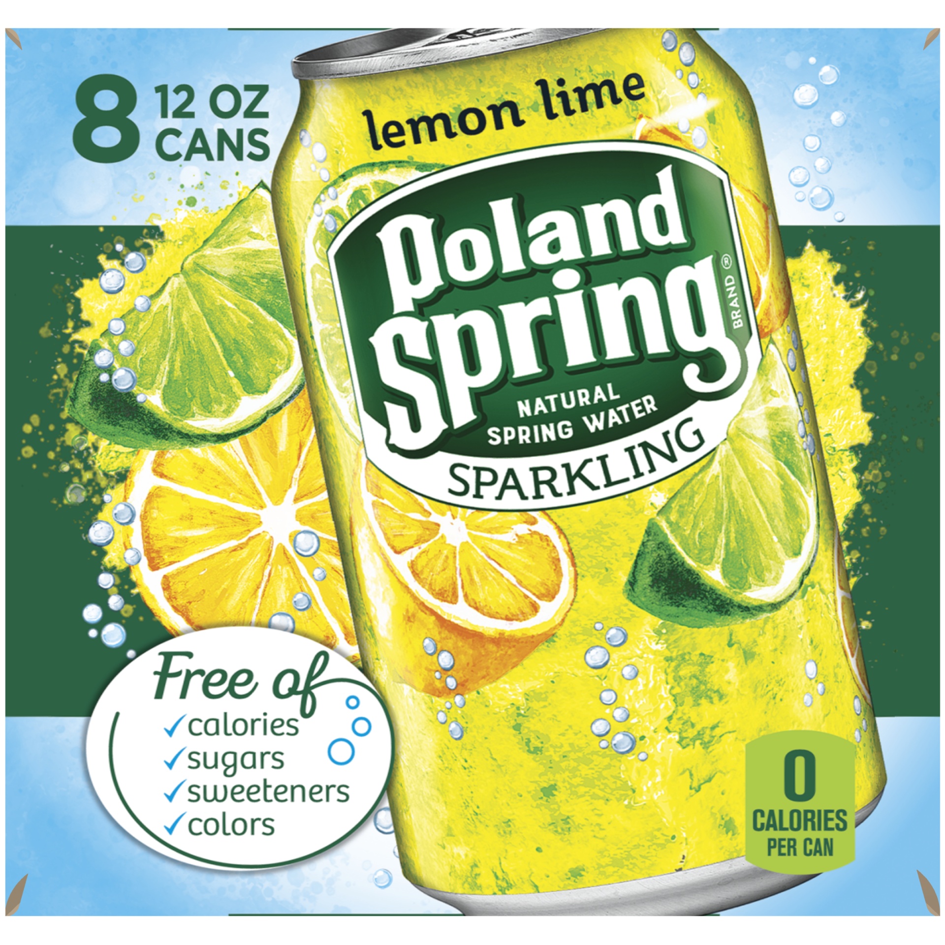 slide 3 of 6, Poland Spring Lemon Lime Sparkling Water, 8 ct; 12 fl oz