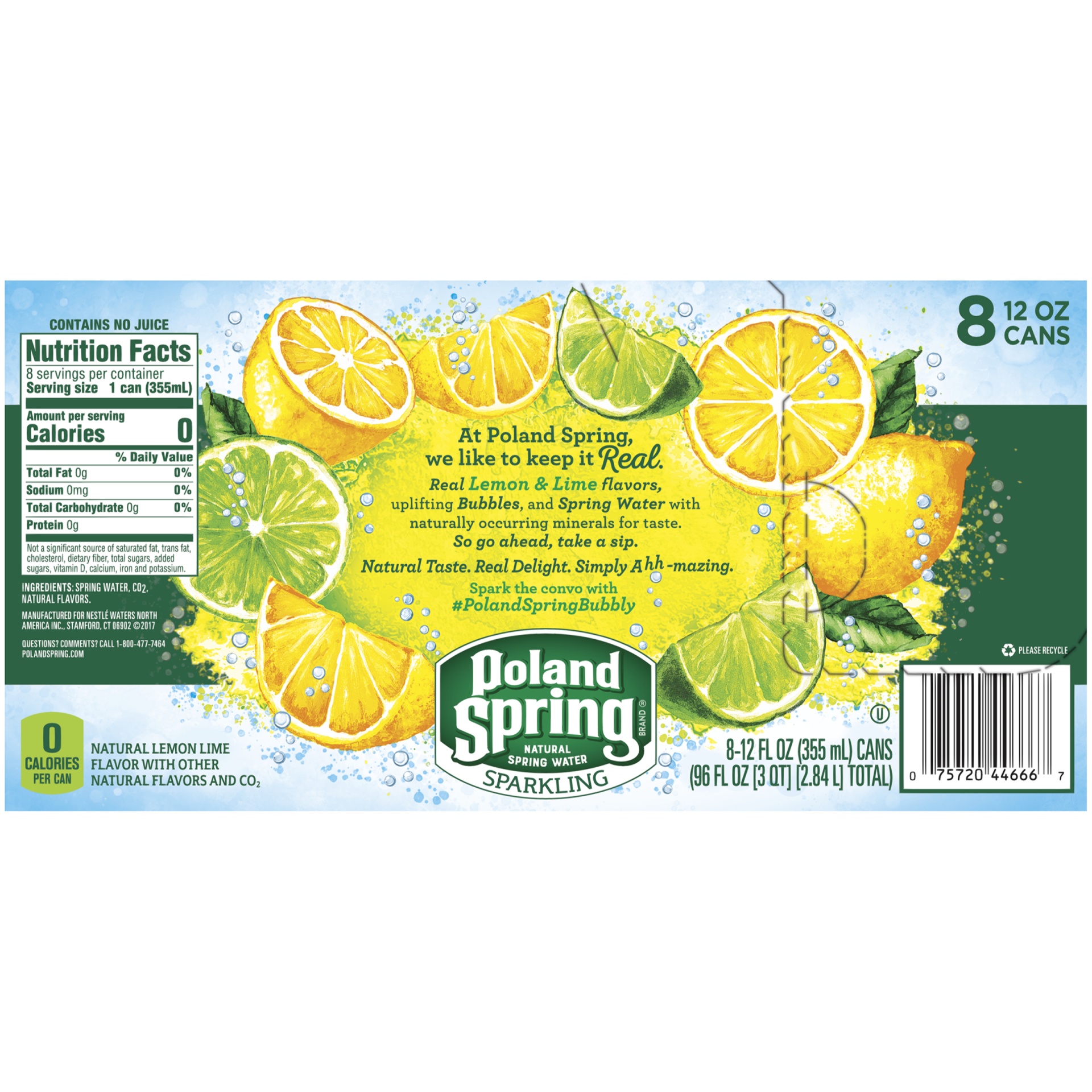 slide 4 of 6, Poland Spring Lemon Lime Sparkling Water, 8 ct; 12 fl oz