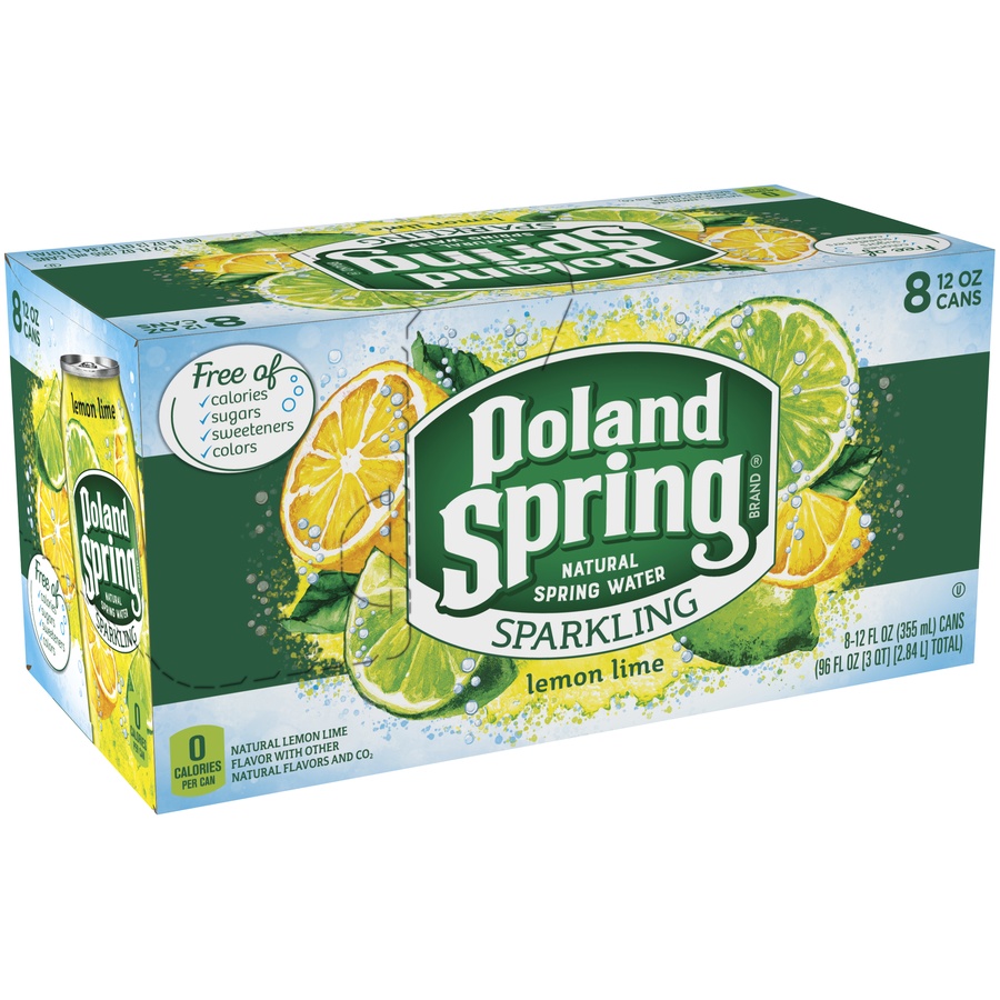 slide 1 of 6, Poland Spring Lemon Lime Sparkling Water, 8 ct; 12 fl oz