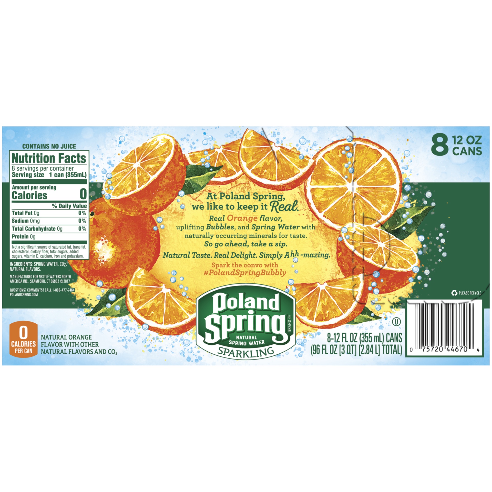 slide 4 of 6, Poland Spring Sparkling Water - Orange, 8 ct; 12 fl oz