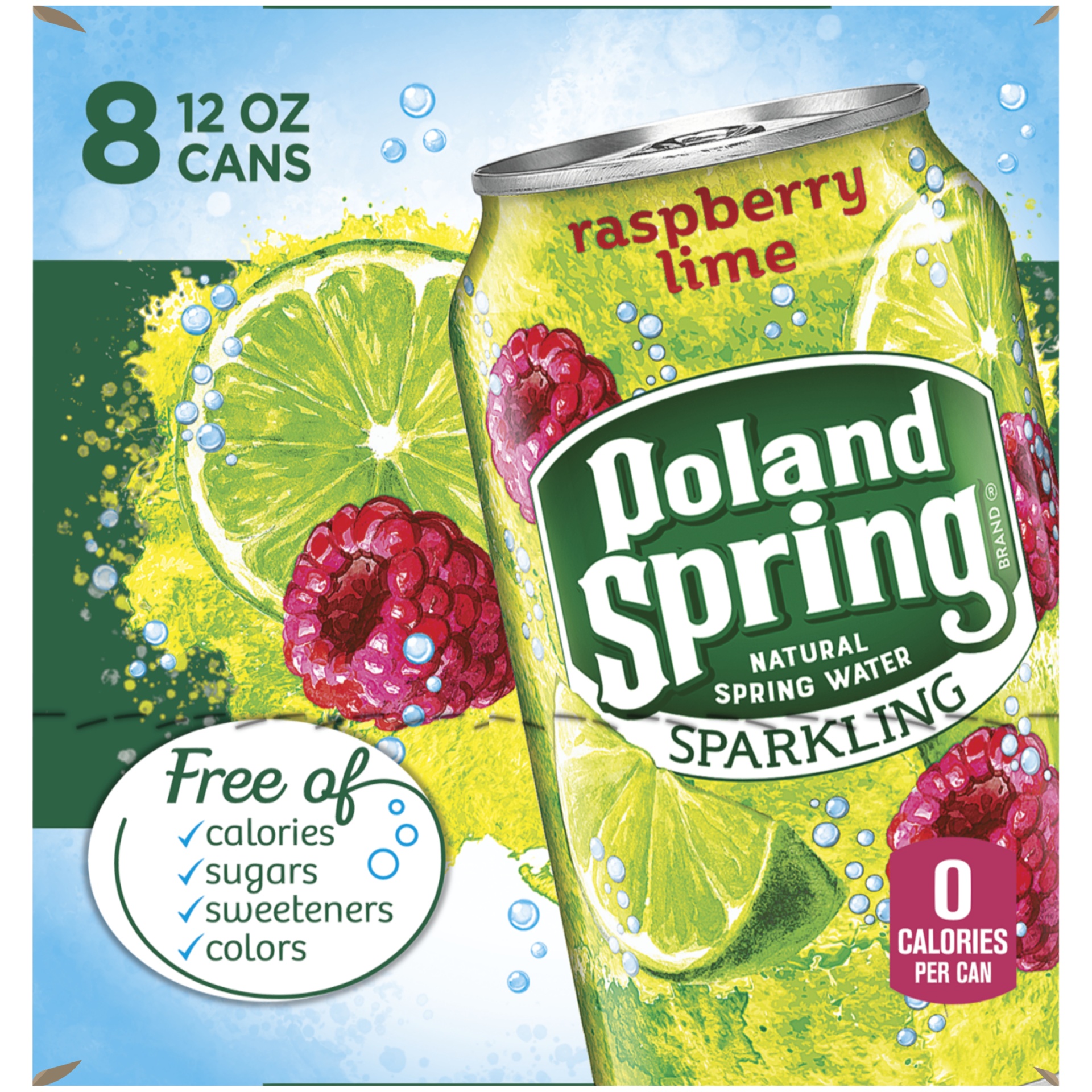 slide 2 of 6, Poland Sparkling Water - Raspberry Lime, 8 ct; 12 fl oz