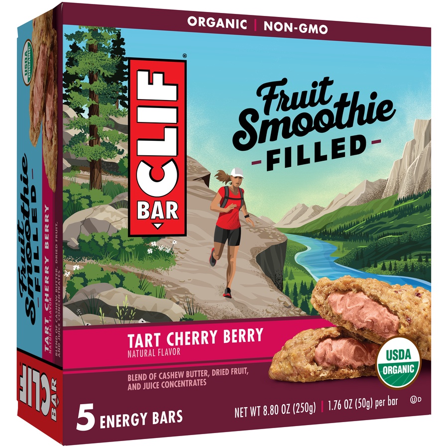 slide 3 of 8, CLIF Bar Fruit Smoothie Filled Tart Cherry Berry Energy Bar, 5 ct