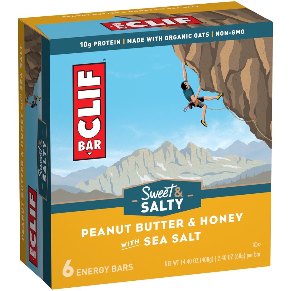 slide 3 of 9, CLIF Bar Sweet & Salty Peanut Butter & Honey With Sea Salt Energy Bar, 6 ct; 14.4 oz