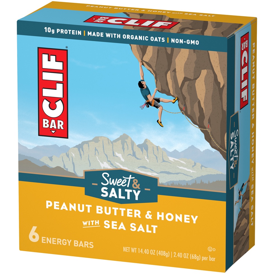 slide 4 of 9, CLIF Bar Sweet & Salty Peanut Butter & Honey With Sea Salt Energy Bar, 6 ct; 14.4 oz