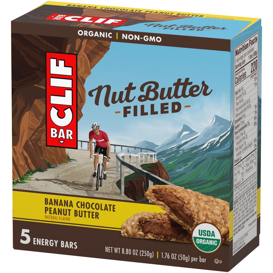 slide 3 of 8, CLIF Bar Nut Butter Filled Banana Chocolate Peanut Butter Energy Bar, 8.8 oz