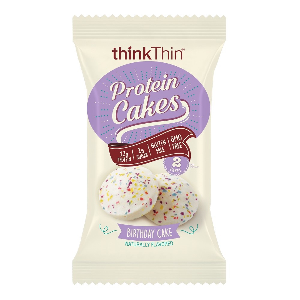 slide 3 of 3, thinkThin Birthday Cake Flavored Protein Cakes, 5.92 oz