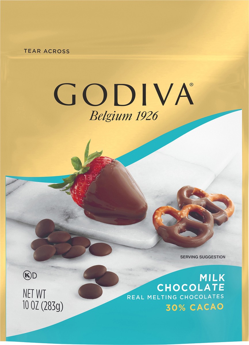 slide 5 of 14, GODIVA Milk Chocolate Premium Baking Chocolate Wafers, 10 oz Bag, 10 oz