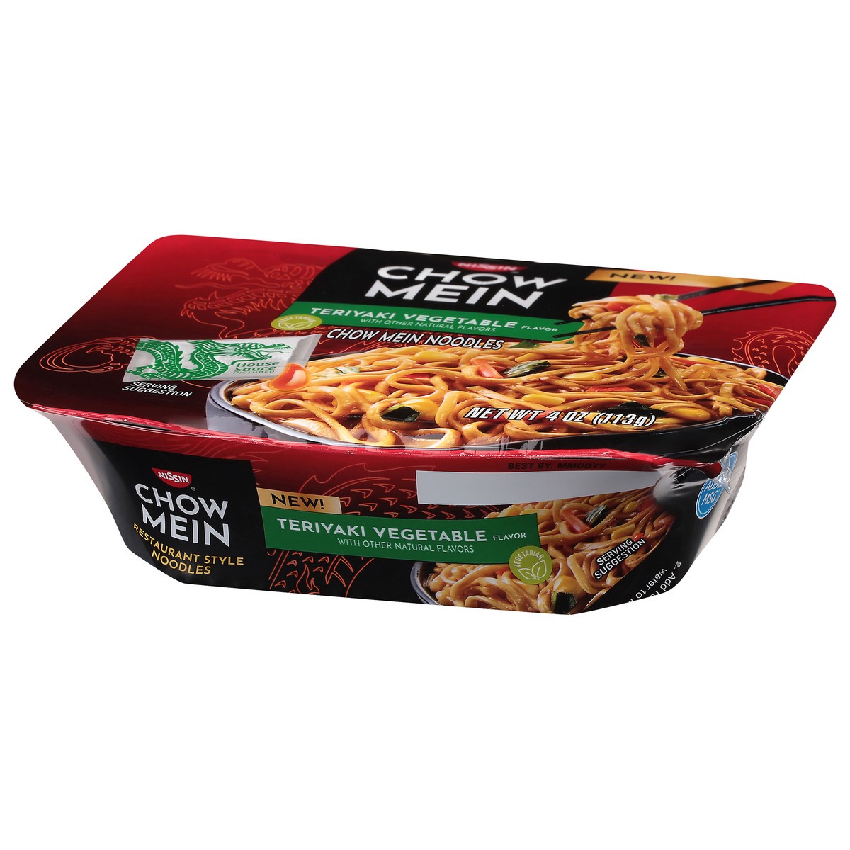 slide 6 of 12, Nissin Chow Mein Restaurant Style Teriyaki Vegetable Flavor Chow Mein Noodles 4 oz, 4 oz