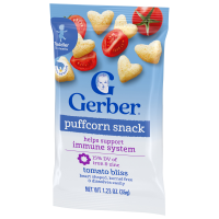 slide 23 of 29, Gerber Toddler Snacks, Tomato Bliss Puffcorn Snack, Kernel Free, Toddler Food, 1.23 oz