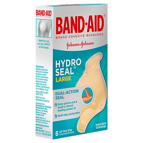 slide 1 of 1, Bandaid Hydro Seal Large, 6 ct