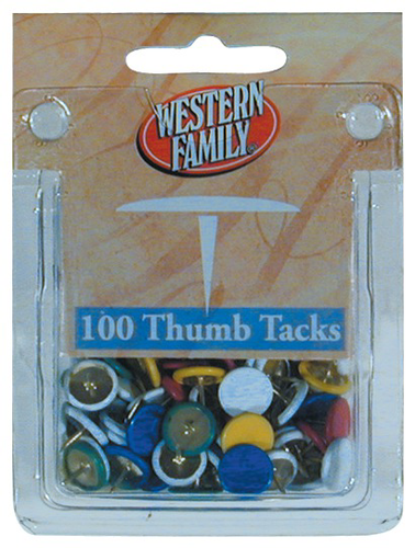 slide 1 of 1, Western Family Colored Thumb Tacks, 1 ct