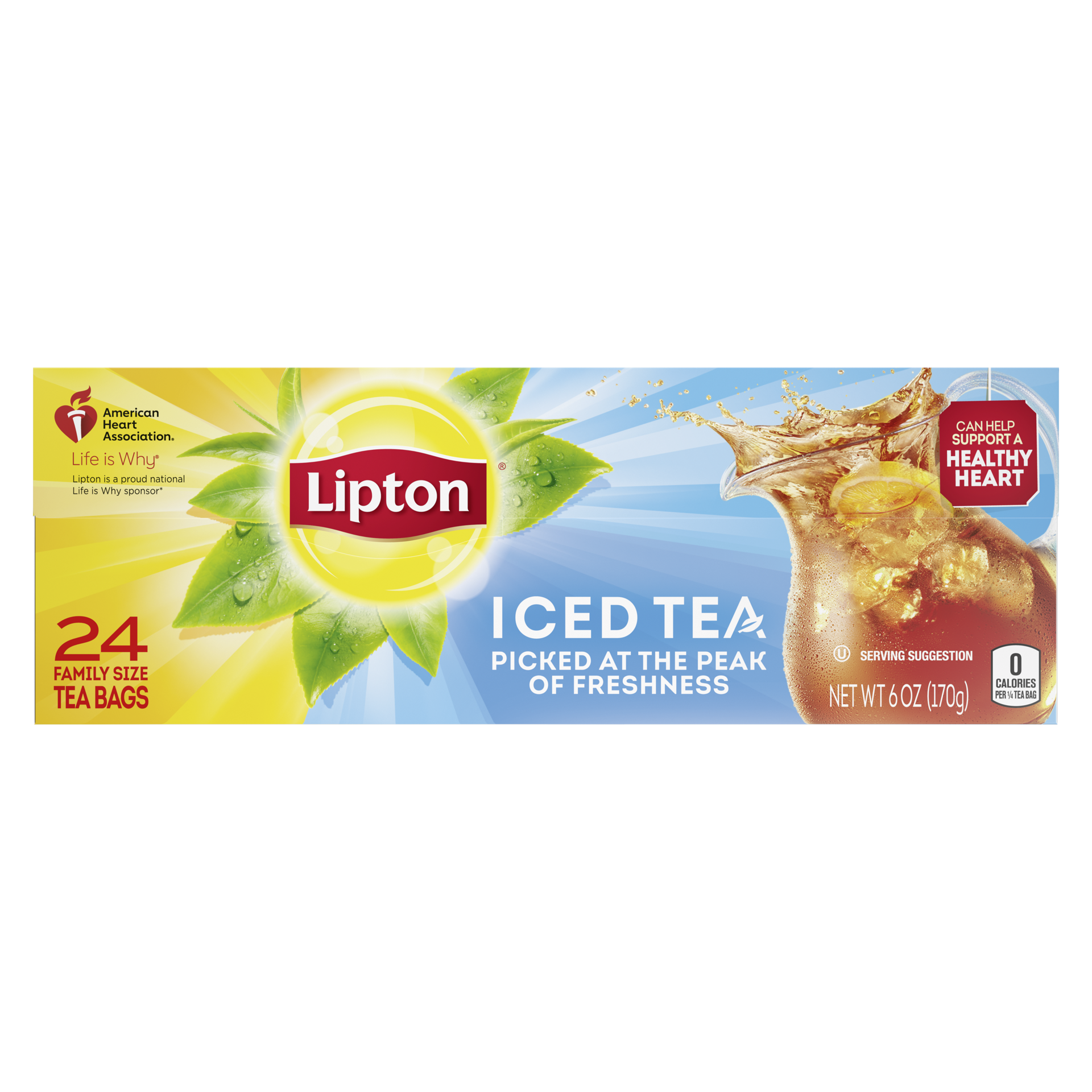slide 2 of 4, Lipton Family Size Tea Unsweetened Tea, 6 oz, 24 Count, 24 ct
