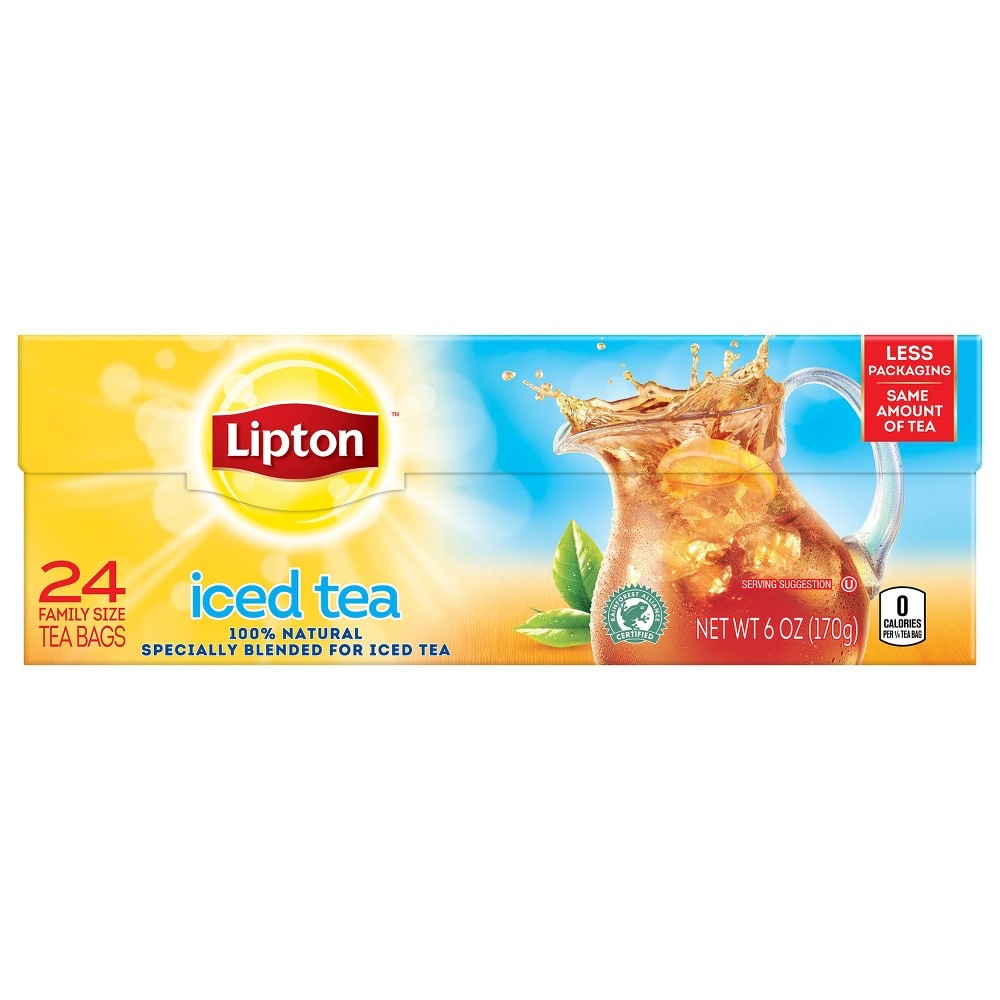 slide 4 of 8, Lipton Unsweetened Black Iced Tea Family Size Bags, 24 ct