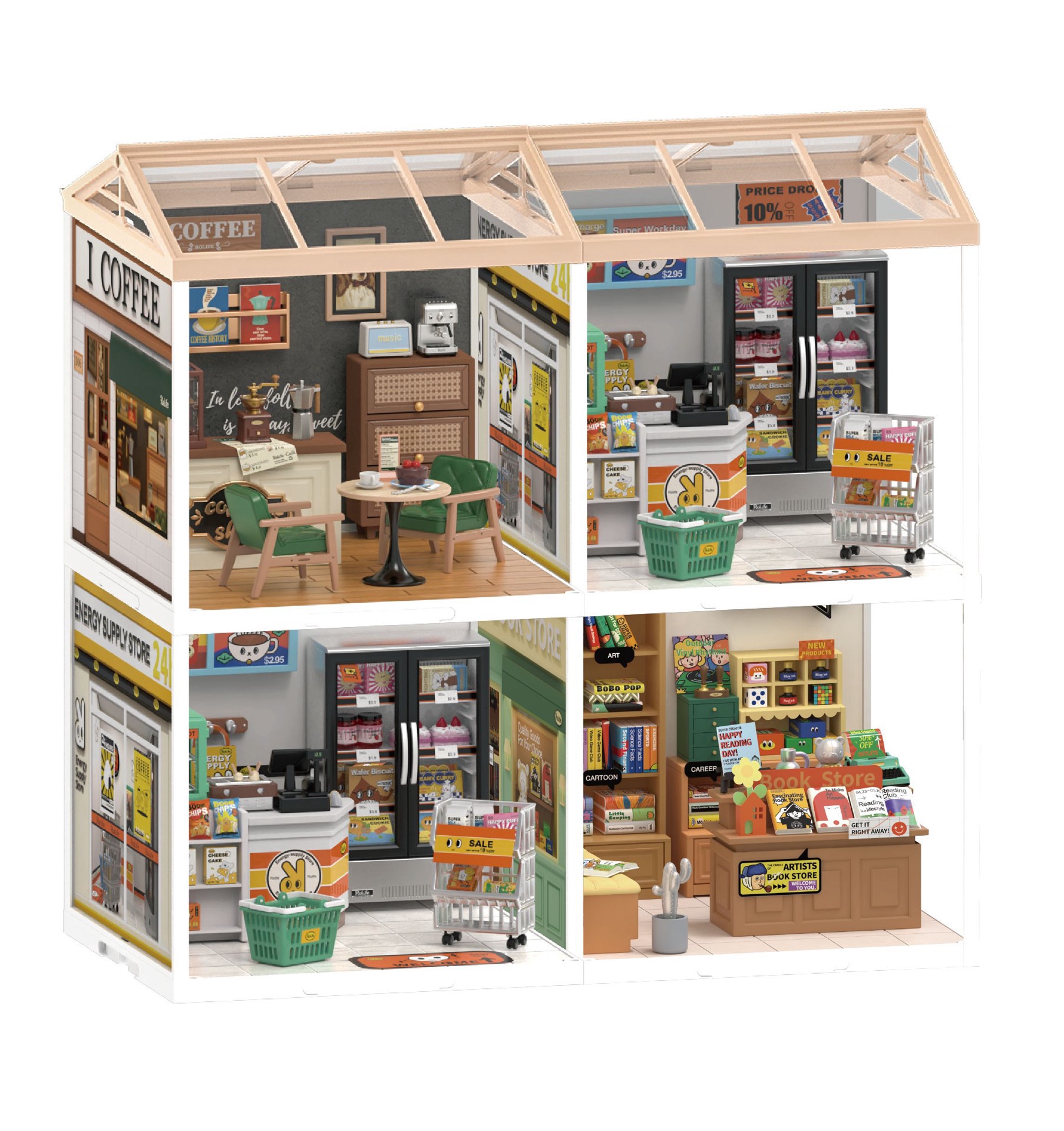 slide 6 of 12, Robotime Rolife Super Creator Diy Miniature Roof Accessory, 6.61 in x 6.41 in x 1.57 in