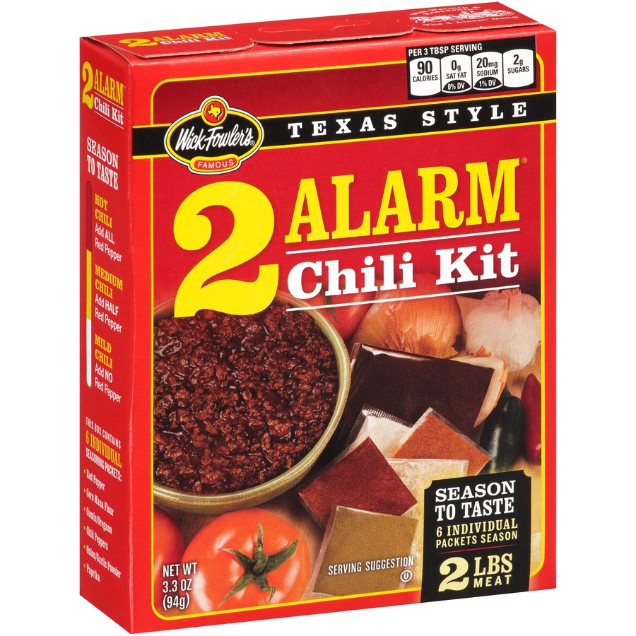 slide 2 of 8, Wick Fowler's Famous Texas Style 2 Alarm Chili Kit 3.3 oz, 3.3 oz