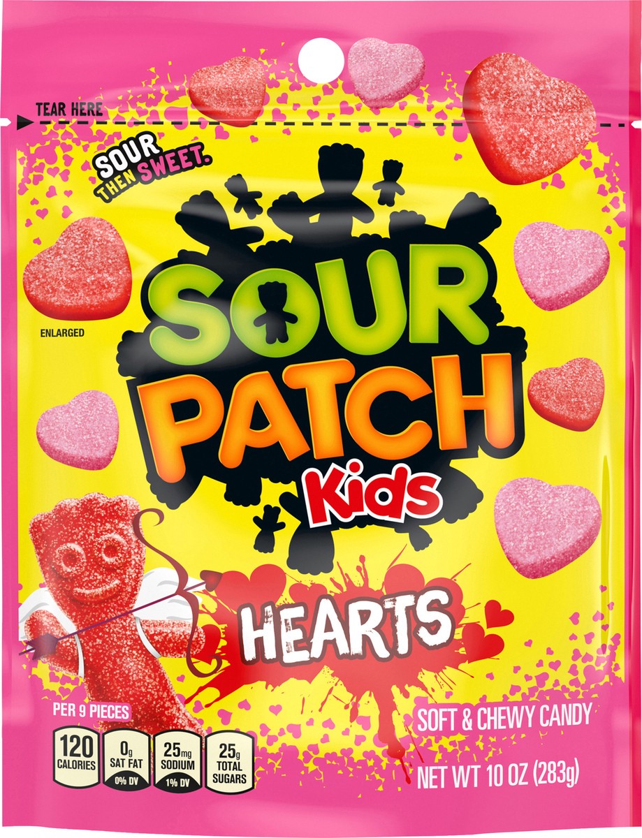slide 10 of 14, SOUR PATCH KIDS Soft & Chewy Valentines Day Candy Hearts, 10 oz, 10 oz