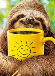Avanti Card Support Sloth With Coffee
