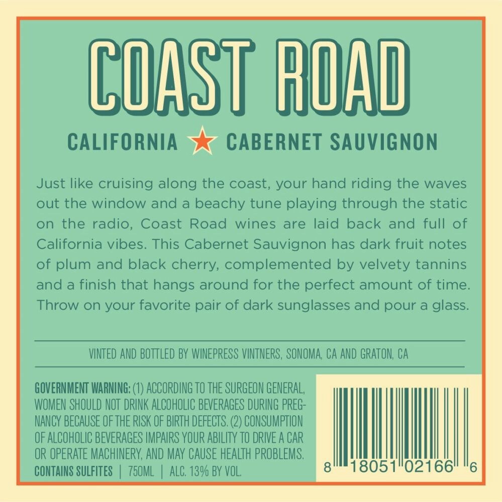 slide 3 of 6, Coast Road Cabernet Sauvignon, 750 ml