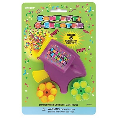 slide 1 of 1, Unique Industries Confetti 6-Shooter with 2 Refills, 1 ct