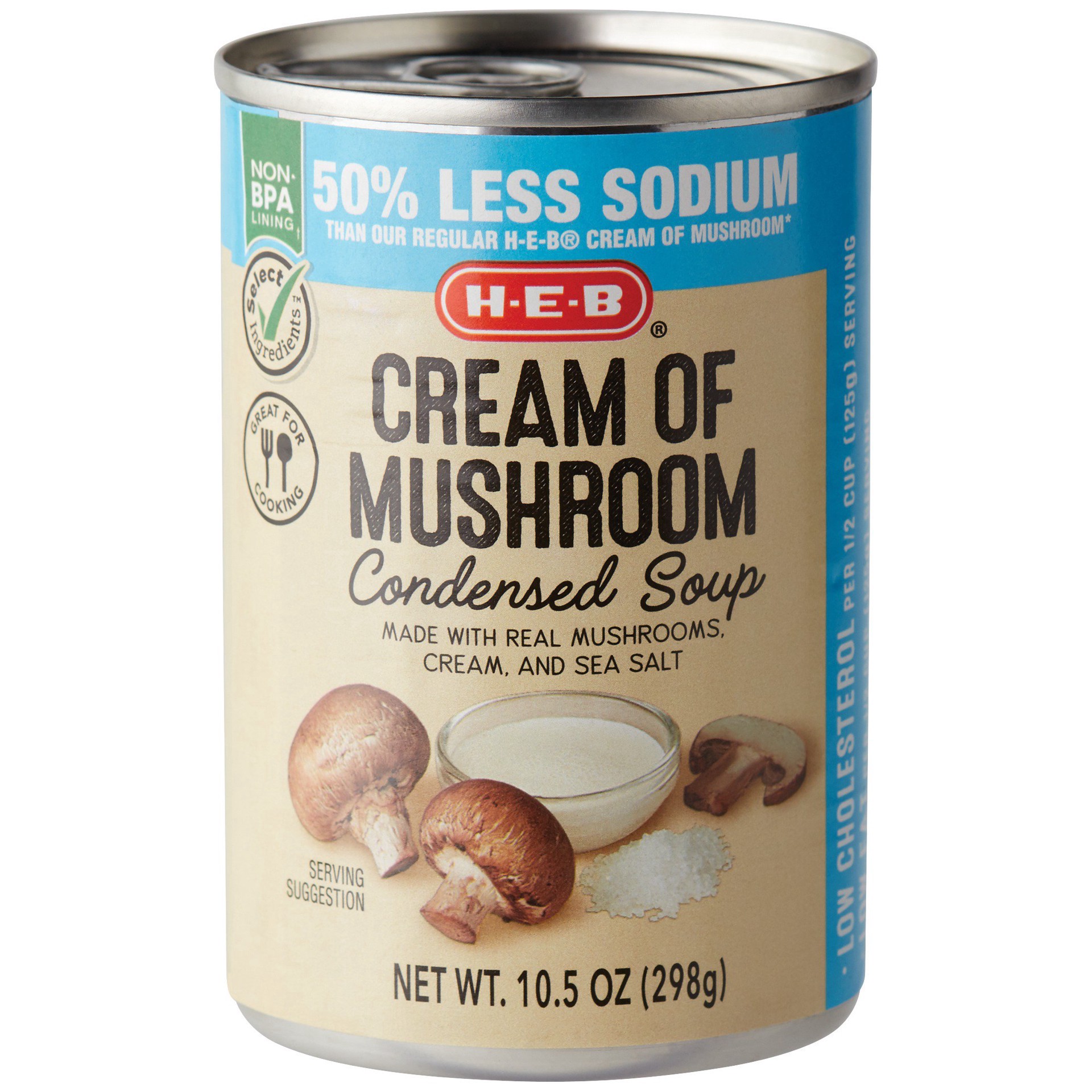 slide 1 of 1, H-E-B Select Ingredients Healthy Action Cream of Mushroom Family Size Condensed Soup, 10.5 oz