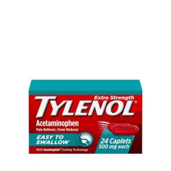Tylenol Extra Strength Acetaminophen, Easy to Swallow Caplets, 24 ct