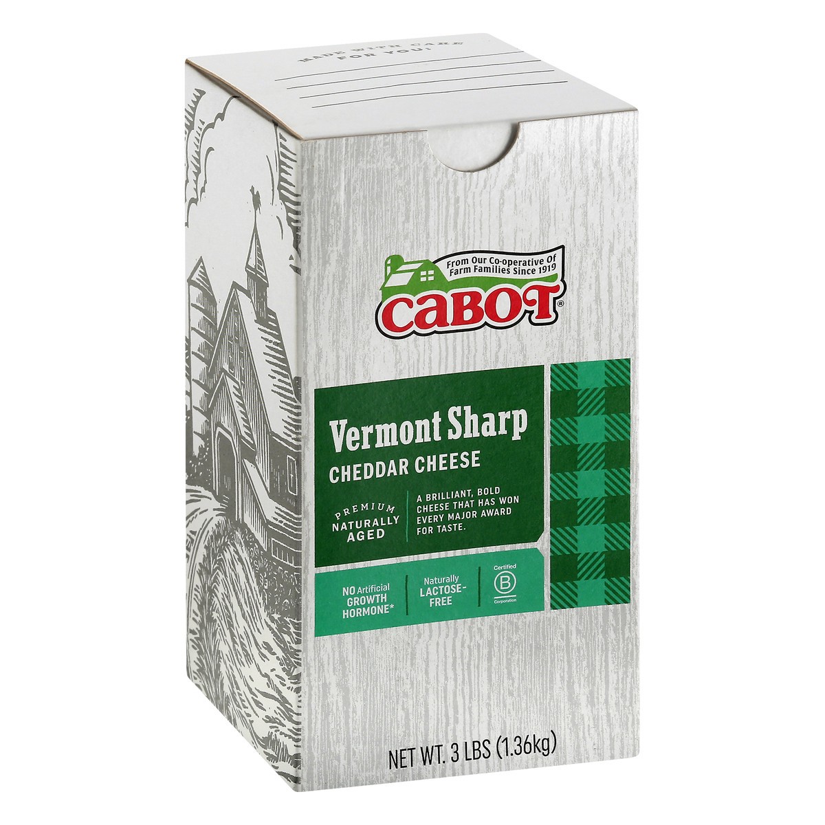 slide 2 of 10, Cabot Vermont Sharp Cheddar Cheese, 3 lb, 3 lb