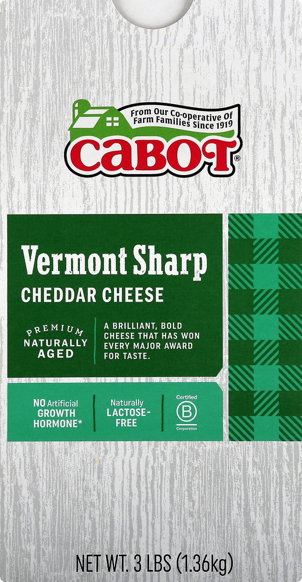 slide 4 of 10, Cabot Vermont Sharp Cheddar Cheese, 3 lb, 3 lb