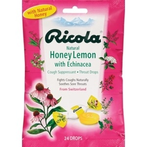 slide 1 of 1, Ricola Throat Drops, Cough Suppressant, Honey Lemon With Echinacea, 24 ct