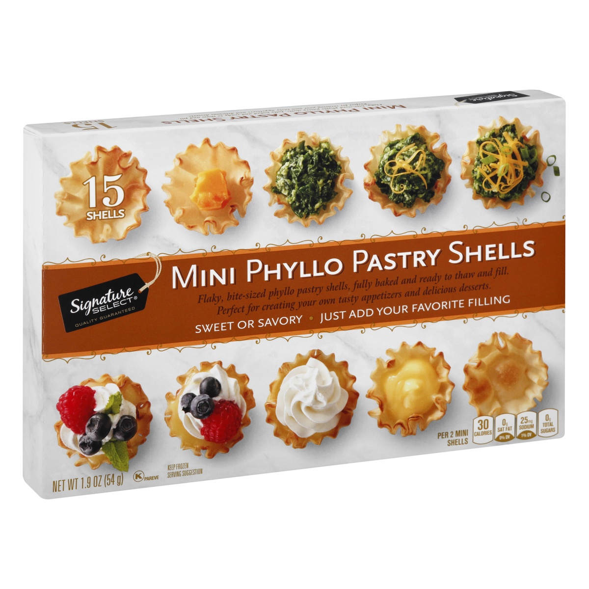 slide 2 of 9, Signature Select Pastry Shells Phyllo Mini, 15 ct