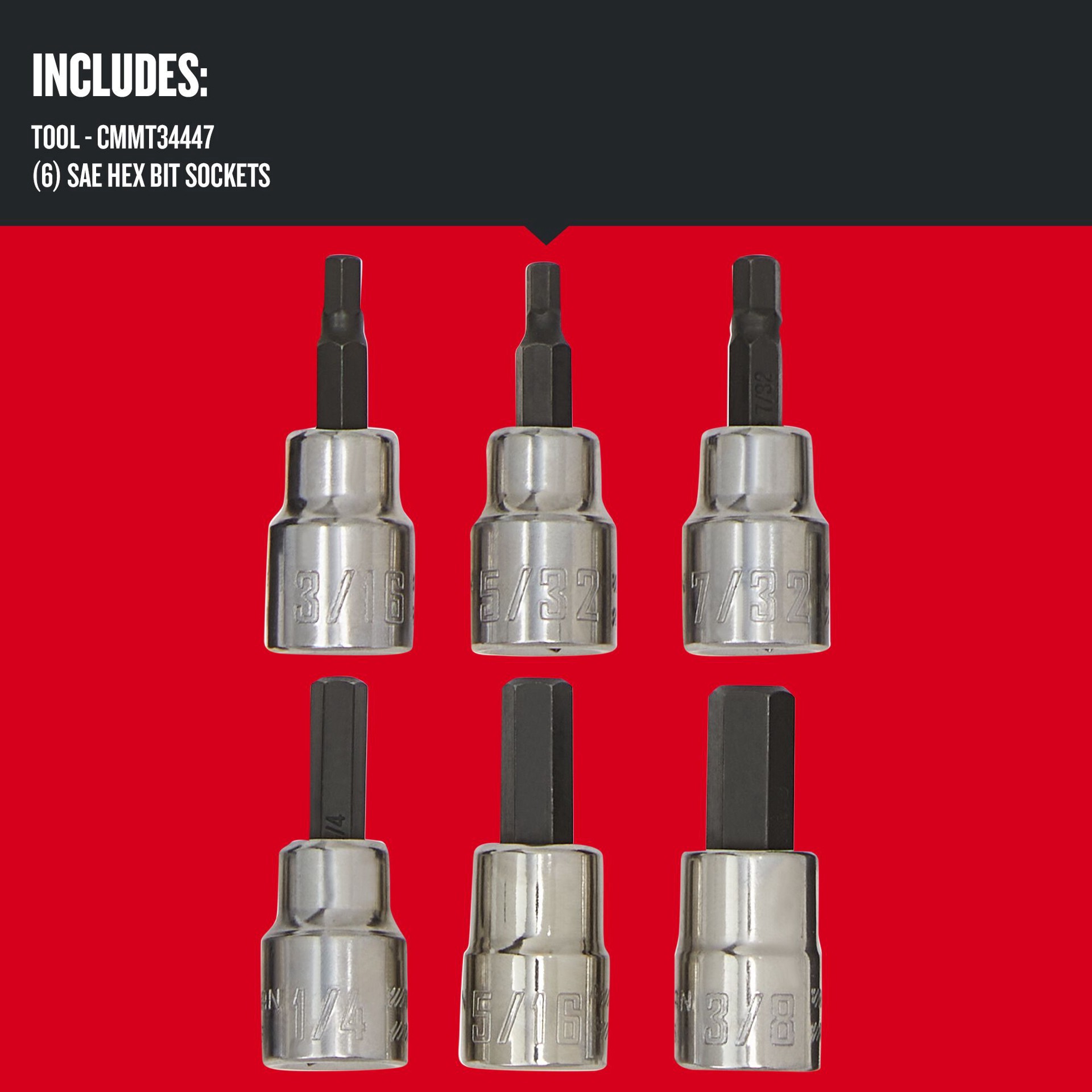 slide 5 of 6, CRAFTSMAN 6-Piece 3/8-in Drive Set Hex Bit Driver Socket Set, 6 pc