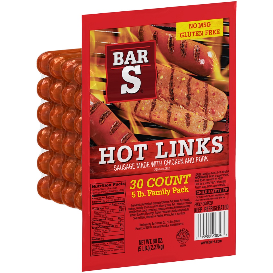 slide 2 of 7, Bar-S Red Hot Links 5lb, 80 oz