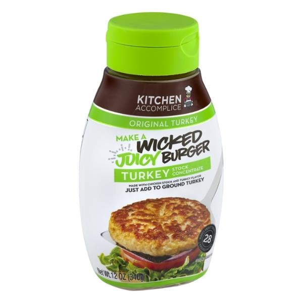 slide 1 of 1, Kitchen Accomplice Wicked Juicy Burger Turkey, Original Turkey Stock, 12 oz