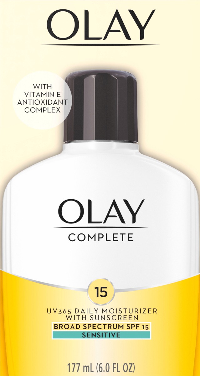 slide 1 of 9, Olay Complete Lotion Moisturizer with SPF 15 Sensitive, 6.0 oz, 15 ct; 6 fl oz